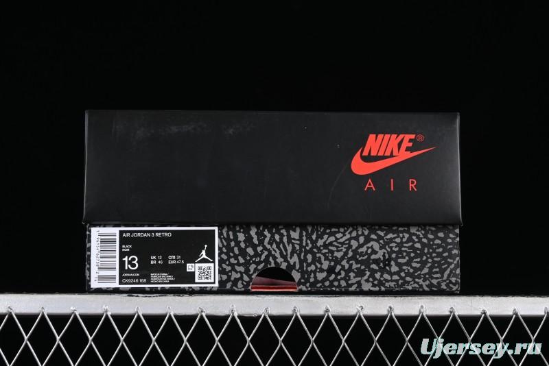 Nike Air Jordan 3 Retro Sneakers in Black with Elephant Print - CK9246-168