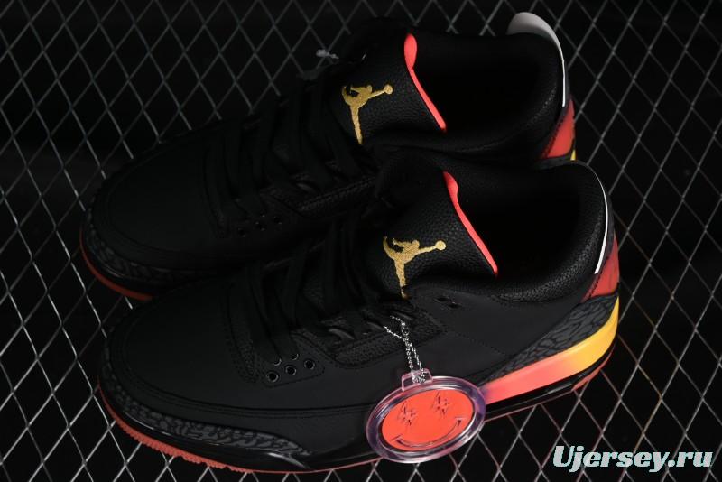 Nike Air Jordan 3 Retro "Rio" Collaboration Sneakers with Gradient Heel and J Balvin Logo - FN0344-001