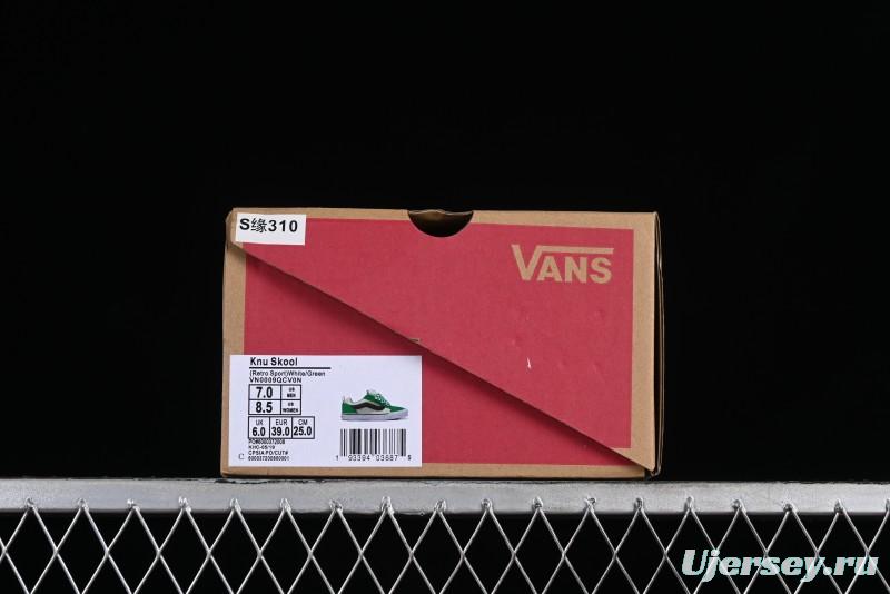 Vans Classics Knu Skool White Green Chunky Tongue Retro Sneakers - VN0009QCV0N