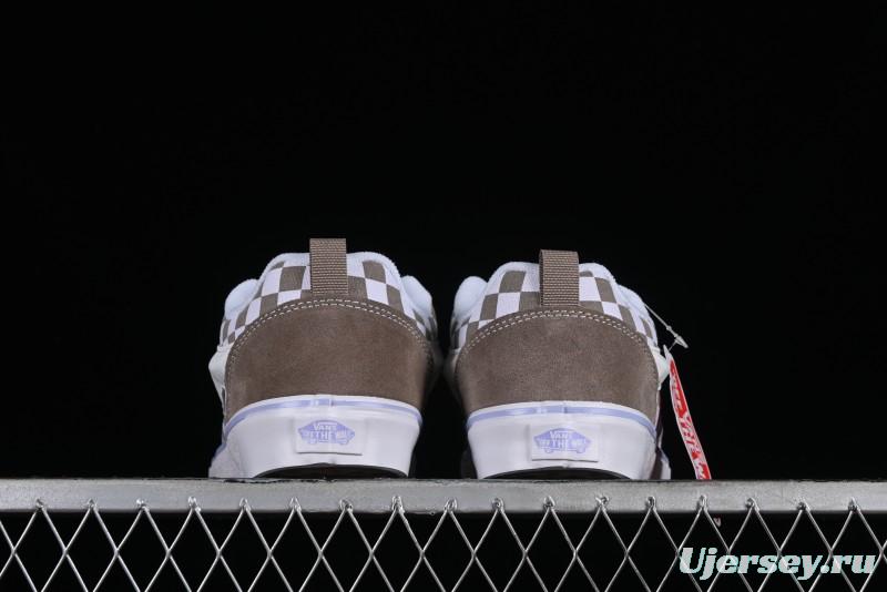 Vans Classics Knu Skool Retro Chunky Sneakers in Light Brown/Lilac Checkerboard - VN0009QC0AK
