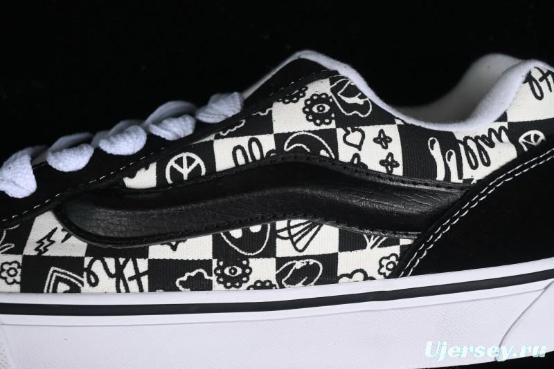 Vans Classics Knu Skool Checkerboard Graffiti Chunky Tongue Skate Shoes - VN0009QC6BT