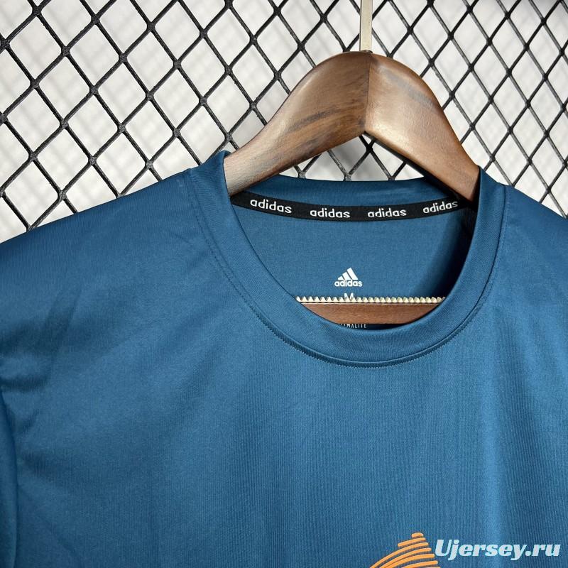 2024 Adidas Blue Cotton T-shirt  #1033