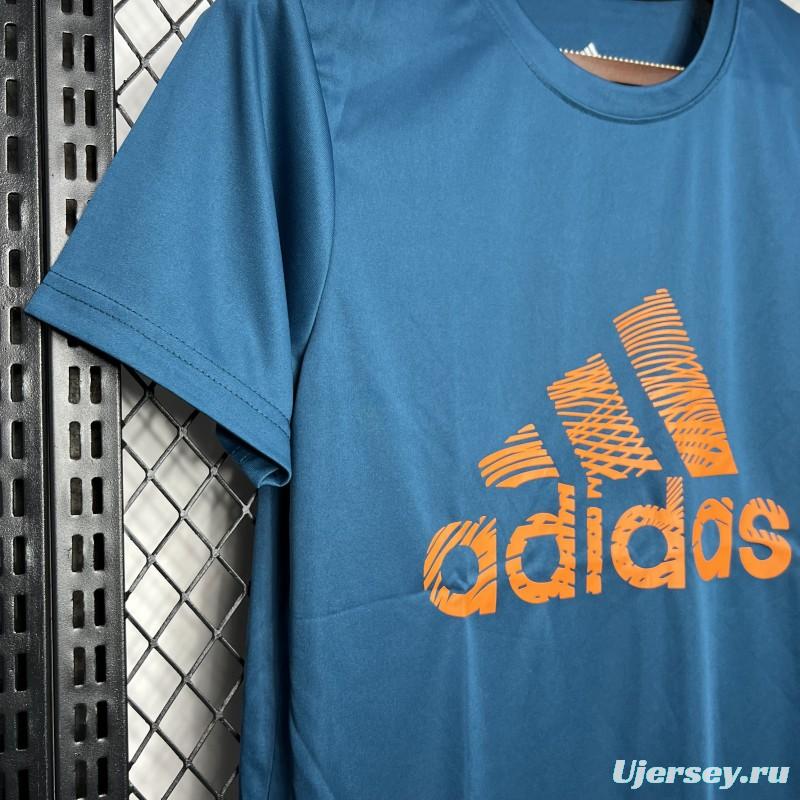 2024 Adidas Blue Cotton T-shirt  #1033