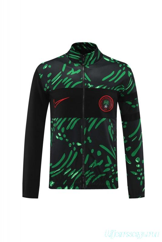 2024 Nigeria Black/Green Full Zipper Jacket +Long Pants