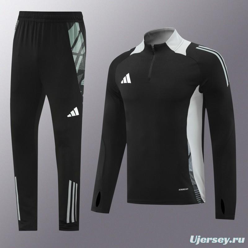 2024 Adidas Black/Grey Half Zipper Jacket +Long Pants