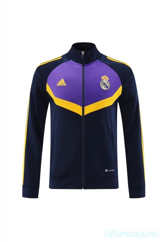 24/25 Real Madrid Black/Purple Full Zipper Jacket +Long Pants