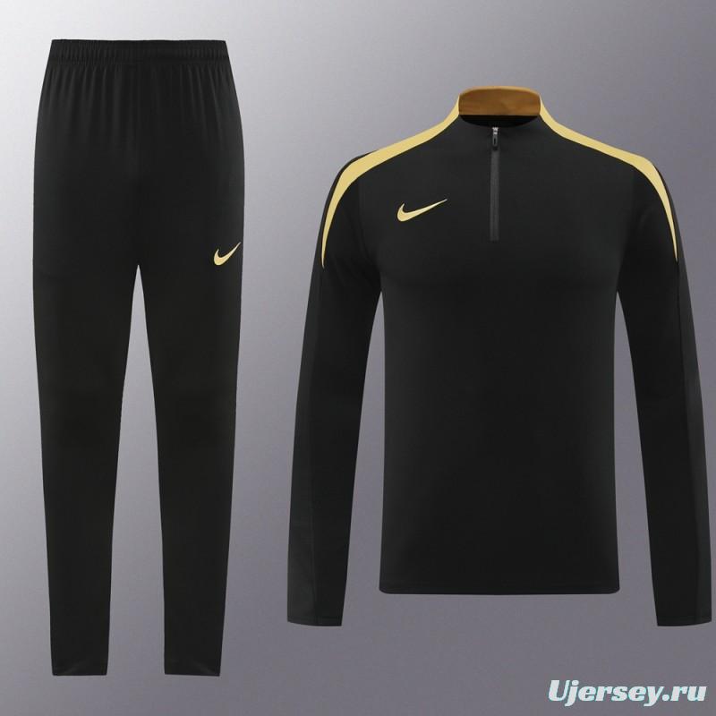 24/25 Nike Black/Golden Half Zipper Jacket+Long Pants