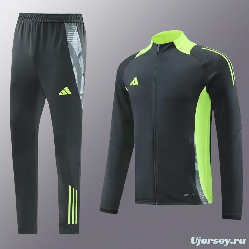 24/25 Adidas Grey/Green Full Zipper Jacket +Long Pants