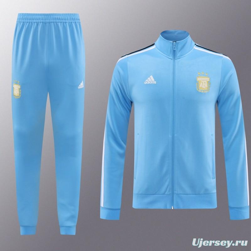 2024 Argentina Blue Full Zipper Jacket +Long Pants