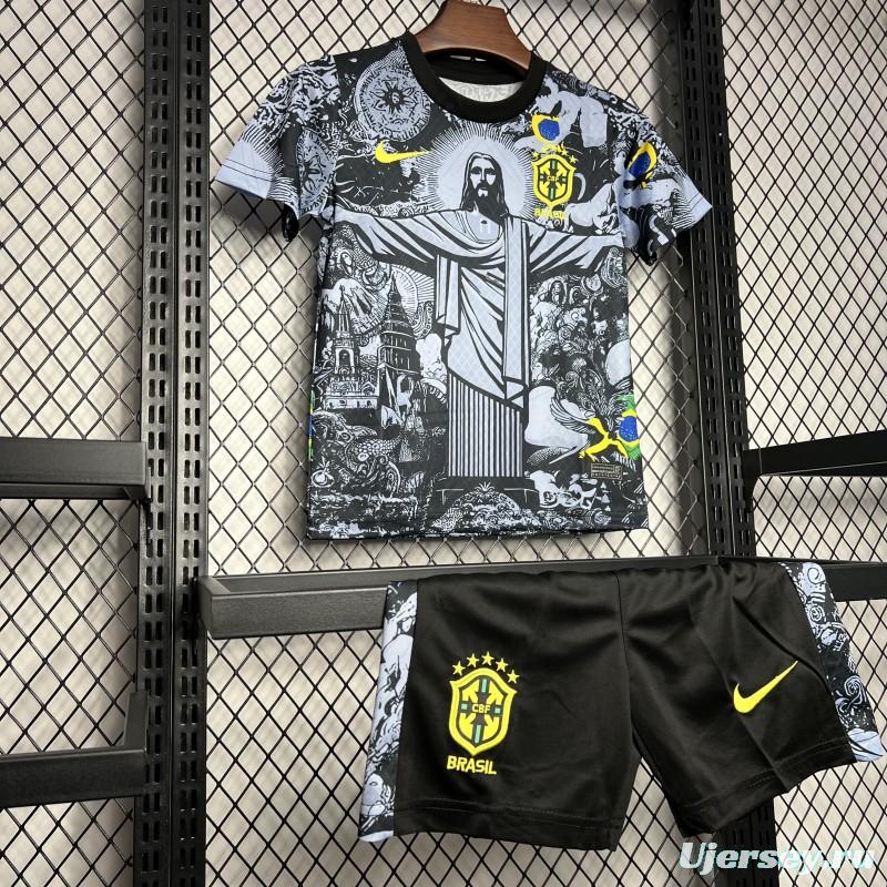 2024 Kids Brazil Christ The Redeemer Grey Special Jersey