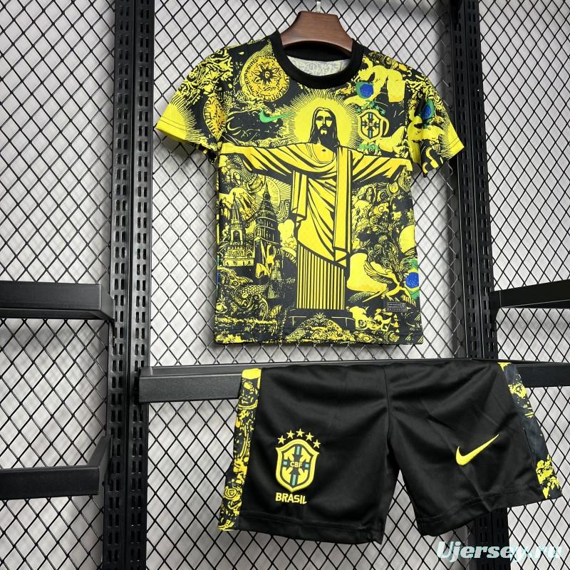 2024 Kids Brazil Christ The Redeemer Yellow Special Jersey