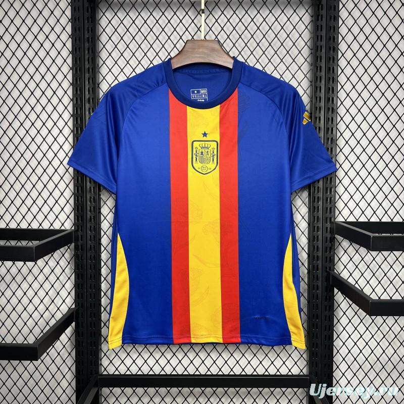 2024 Spain Euro Blue/Red/Yellow Pre-match Training Jersey