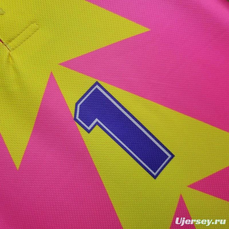 Retro 1998 Mexico Goalkeeper CAMPOS 1 WORLD CUP CAMPOS 1 Home Pink Jersey