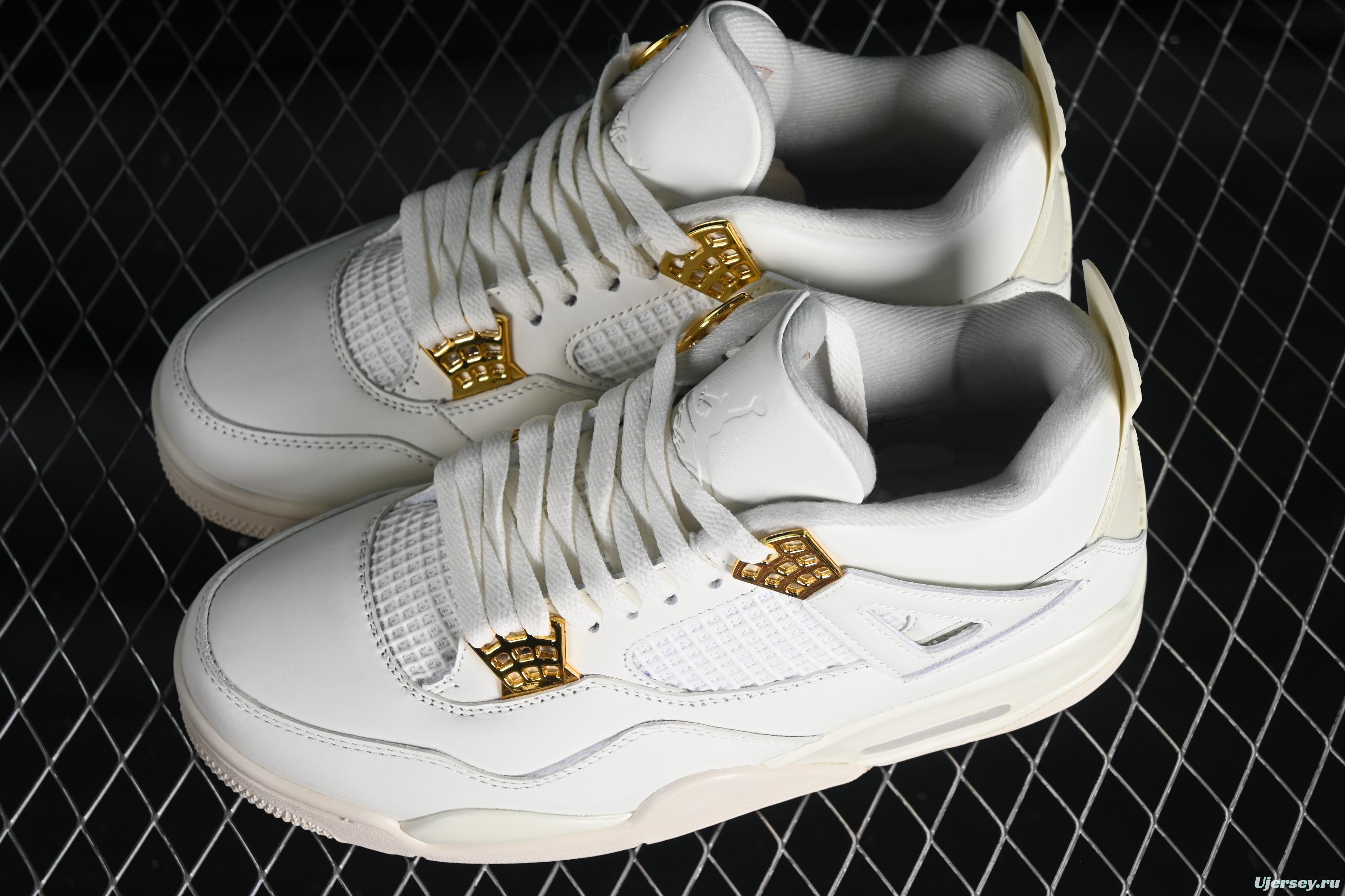 Nike Air Jordan 4 Retro Sneakers with Metallic Gold Accents - AQ9129-170