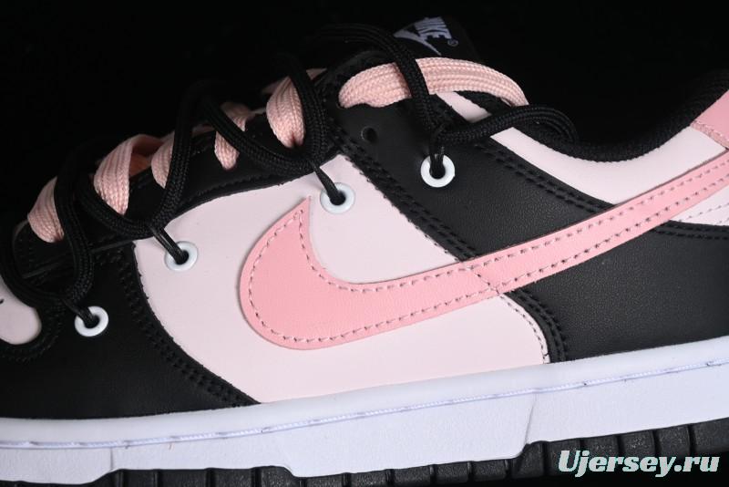 Nike Dunk Low Custom Deconstructed Strap Casual Sneakers in Black Pink - CW1590-100