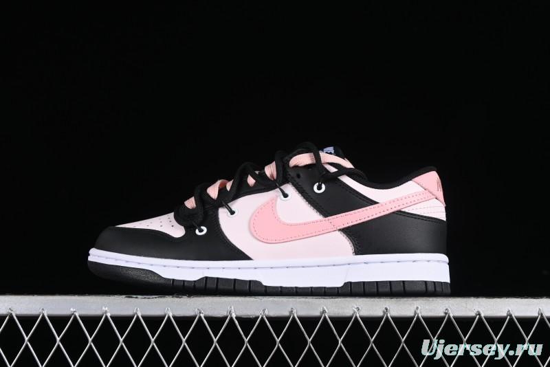 Nike Dunk Low Custom Deconstructed Strap Casual Sneakers in Black Pink - CW1590-100