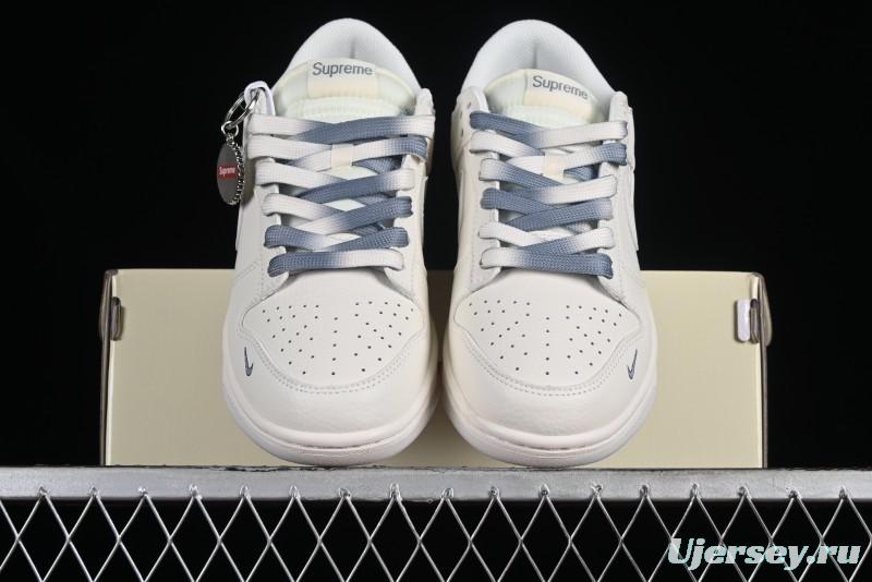 Supreme x Nike SB Dunk Low Anniversary Edition White Grey Customized Low-Top Casual Skate Shoes - BB8657-105