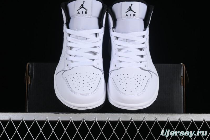 Nike Air Jordan 1 Mid AJ1 White Black Mid-Top Casual Sneakers - DQ8426-132