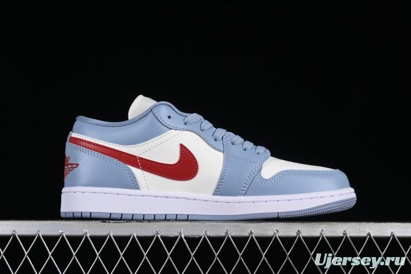 Nike Air Jordan 1 Low AJ1 White Blue Red Toe Casual Sneakers - DC0774-164