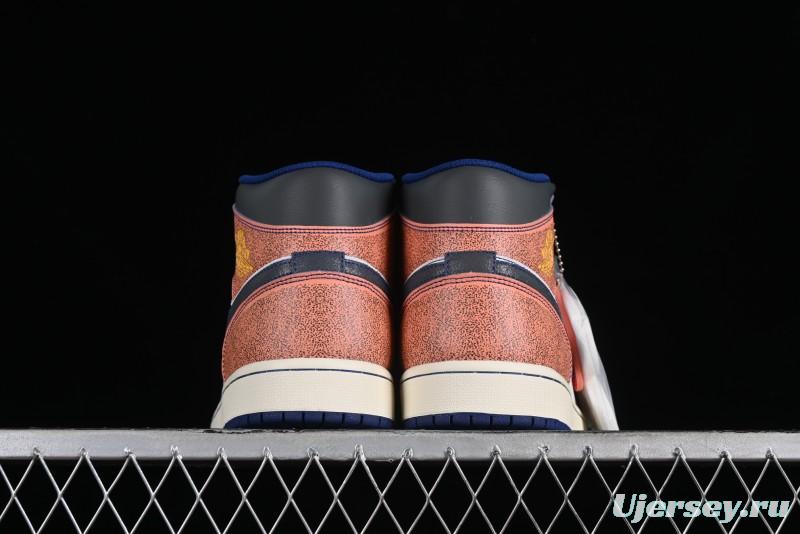Nike Air Jordan 1 Mid "Flight Vintage" Retro Basketball Shoes with Washed Color Design - FV3619-106