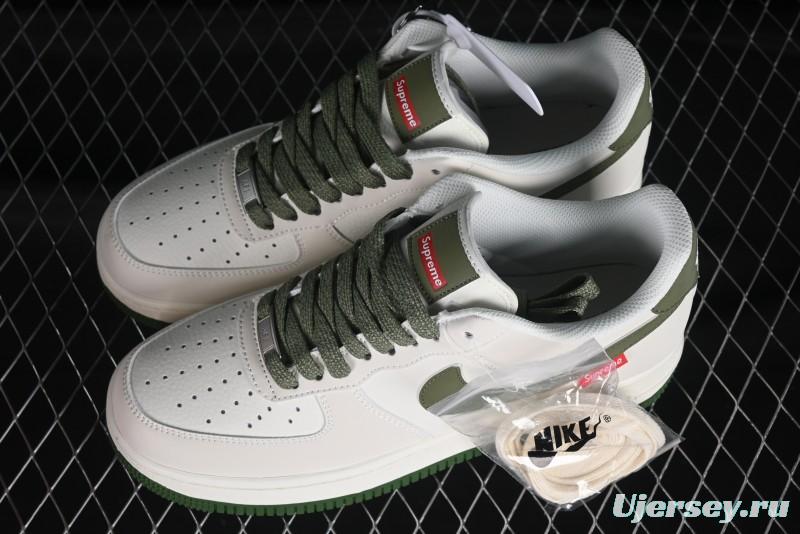 Supreme x Nike Air Force 1'07 Low Beige Green Casual Sneakers with Zoom Air Cushion - HD1968-008