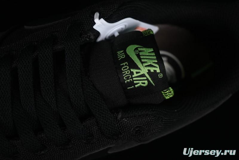 Nike Air Force 1 '07 Low Black Green Canvas Casual Sneakers - FJ4160-001