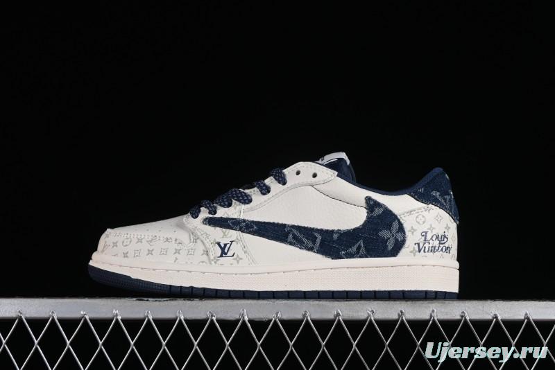Nike Air Jordan 1 Low OG SP Travis Scott x Fragment Design Retro Sneakers with Reverse Swoosh - SJ2068-004