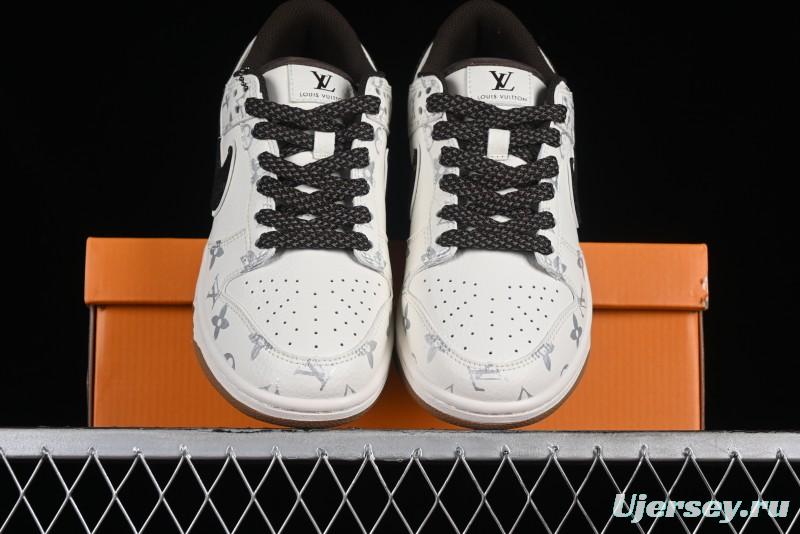 Nike Dunk Low LV Louis Vuitton - Beige Black Denim Anniversary High-End Custom Sneakers - DQ1098-341