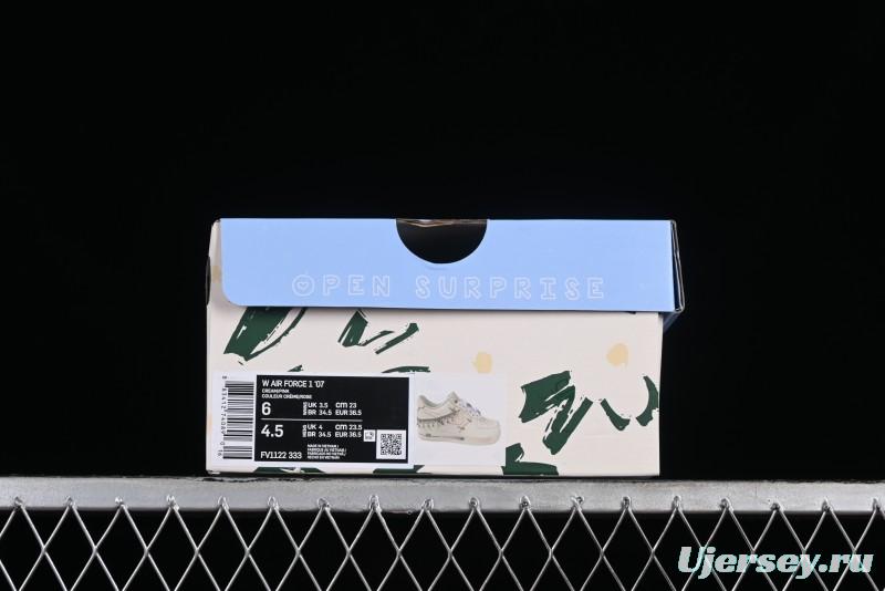 Nike Air Force 1 '07 Low Casual Sneakers in Romantic Pink-Purple with Diamond Chain Accessories - FV1122-333