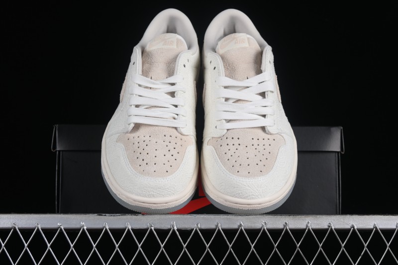 Nike CP3 x Air Jordan 1 Low AJ1 Floral Embossed White Casual Sneakers - FZ0455-200