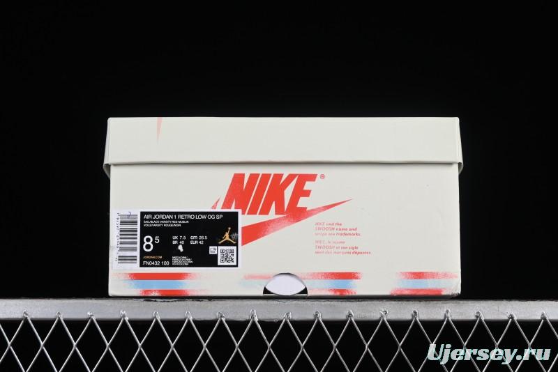 Nike Trophy Room x Jordan 1 Low OG "Away" Casual Sneakers - FN0432-100