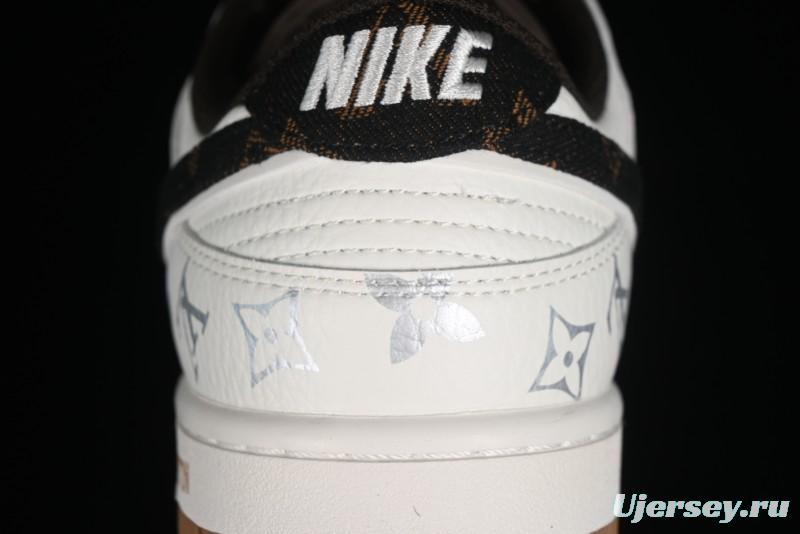 Nike Dunk Low LV Louis Vuitton - Beige Black Denim Anniversary High-End Custom Sneakers - DQ1098-341