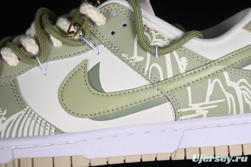 Nike Dunk Low SB Casual Sneakers with Deconstructed Laces and Dragon Well Tea-Inspired Design - DV0831-003