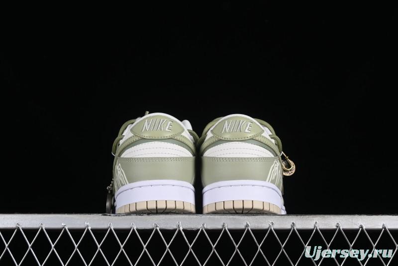 Nike Dunk Low SB Casual Sneakers with Deconstructed Laces and Dragon Well Tea-Inspired Design - DV0831-003