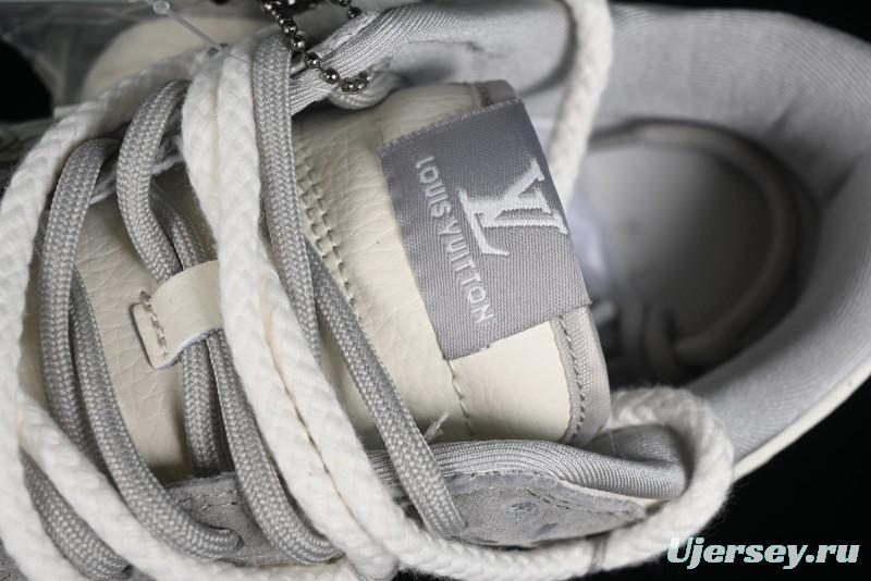 Nike SB Dunk Low LV Collaboration - Beige Grey Strap Pig Suede Anniversary High-End Custom Low-Top Casual Sneakers - SJ2068-237