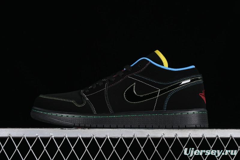 Nike Air Jordan 1 Low AJ1 Black Green Low Top Lifestyle Basketball Shoes - 338145-003