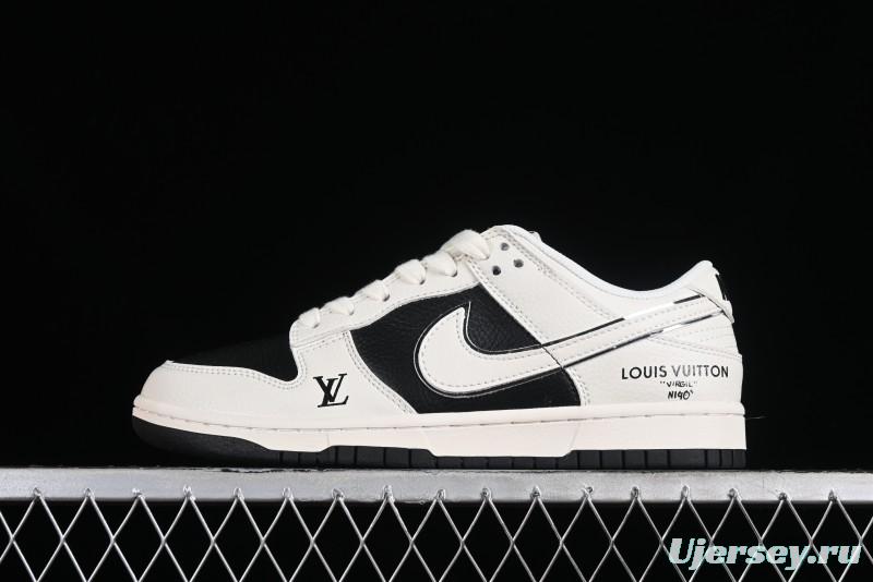 Nike SB Dunk Low LV Collaboration - Elegant Black White Night Light Anniversary High-End Custom Low-Top Casual Sneakers BB8766-208