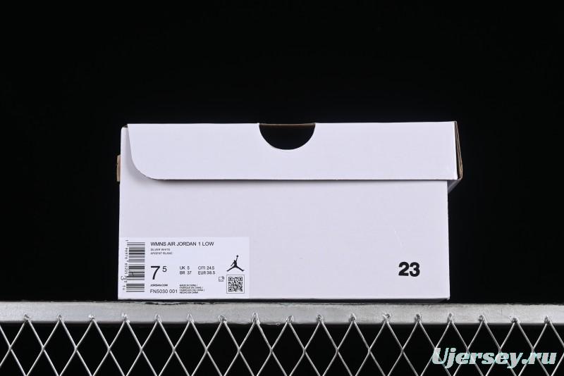 Nike Air Jordan 1 Low "Metallic Silver" Casual Sneakers with Metallic Accents - FN5030-001