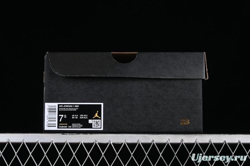 Nike Air Jordan 1 Mid AJ1 White Black Mid-Top Casual Sneakers - DQ8426-132