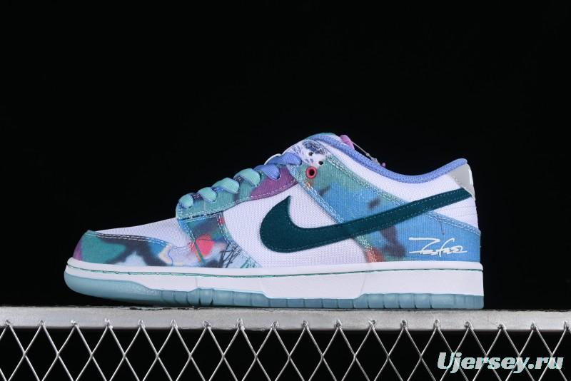 Nike Futura x Dunk Low Pro SB Casual Skate Shoes with Tie-Dye Pattern - HF6061-400