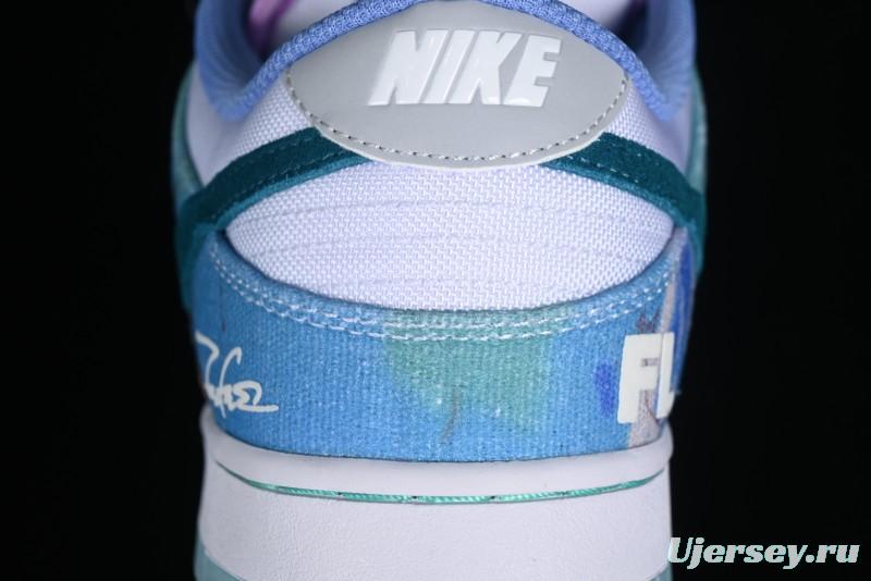 Nike Futura x Dunk Low Pro SB Casual Skate Shoes with Tie-Dye Pattern - HF6061-400