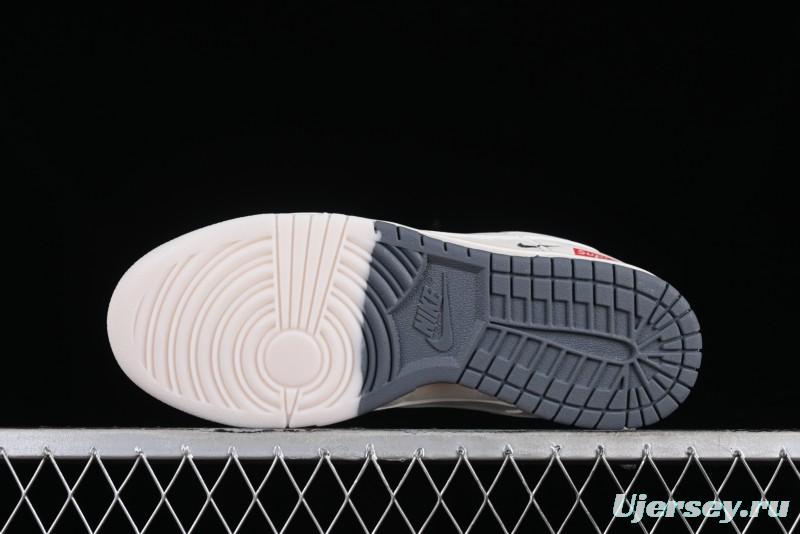 Supreme x Nike SB Dunk Low Anniversary Edition White Grey Customized Low-Top Casual Skate Shoes - BB8657-105