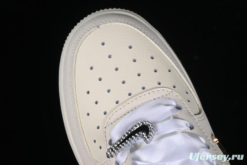 Nike Air Force 1 '07 Low Casual Sneakers in Romantic Pink-Purple with Diamond Chain Accessories - FV1122-333