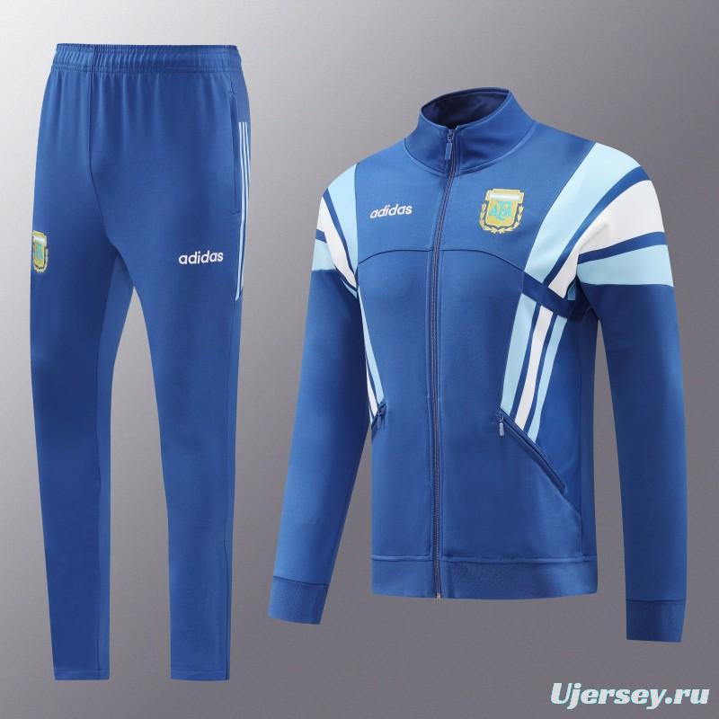 2024 Argentina Blue Full Zipper Jacket +Long Pants