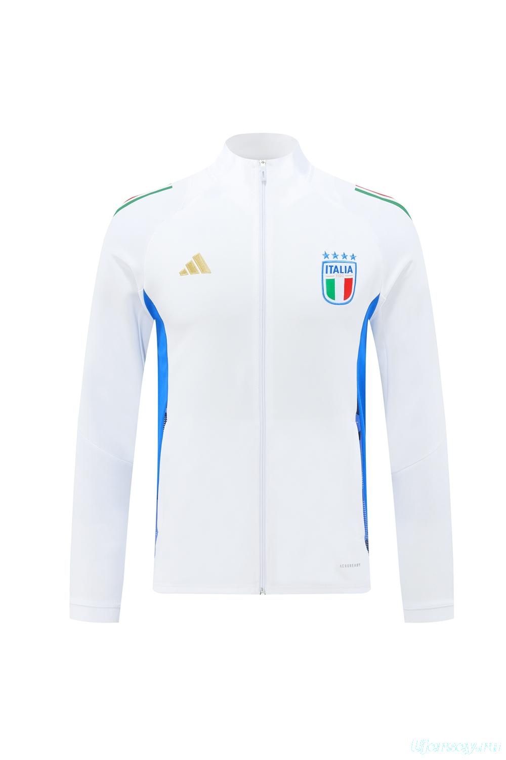 2024 Italy White Full Zipper Jacket +Long Pants