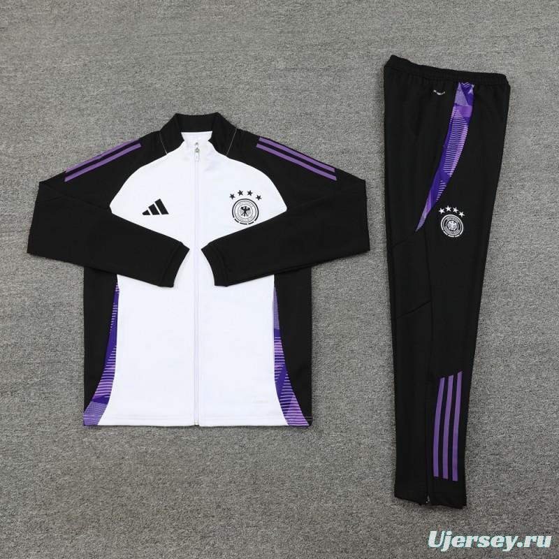 2024 Germany White/Black Full Zipper Jacket +Long Pants