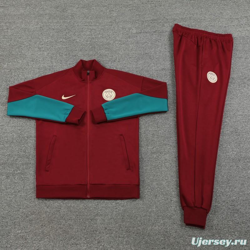 24/25 PSG Wine Full Zipper Jacket +Long Pants