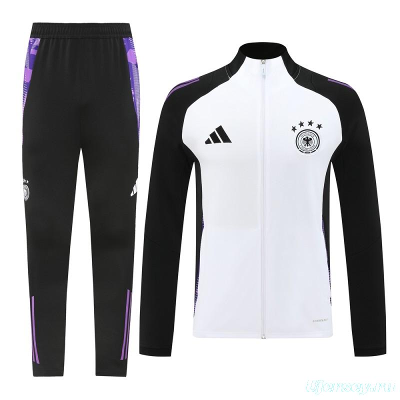 2024 Germany White/Black Full Zipper Jacket +Long Pants