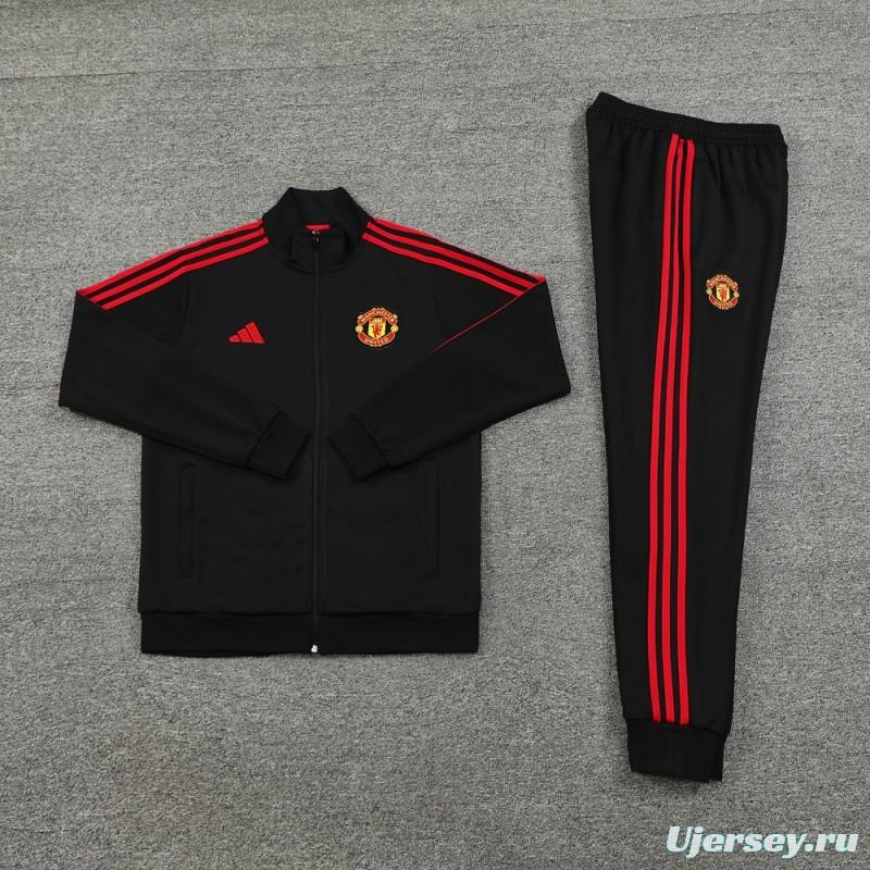 24/25 Manchester United Black Full Zipper Jacket +Long Pants