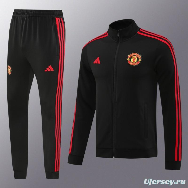 24/25 Manchester United Black Full Zipper Jacket +Long Pants